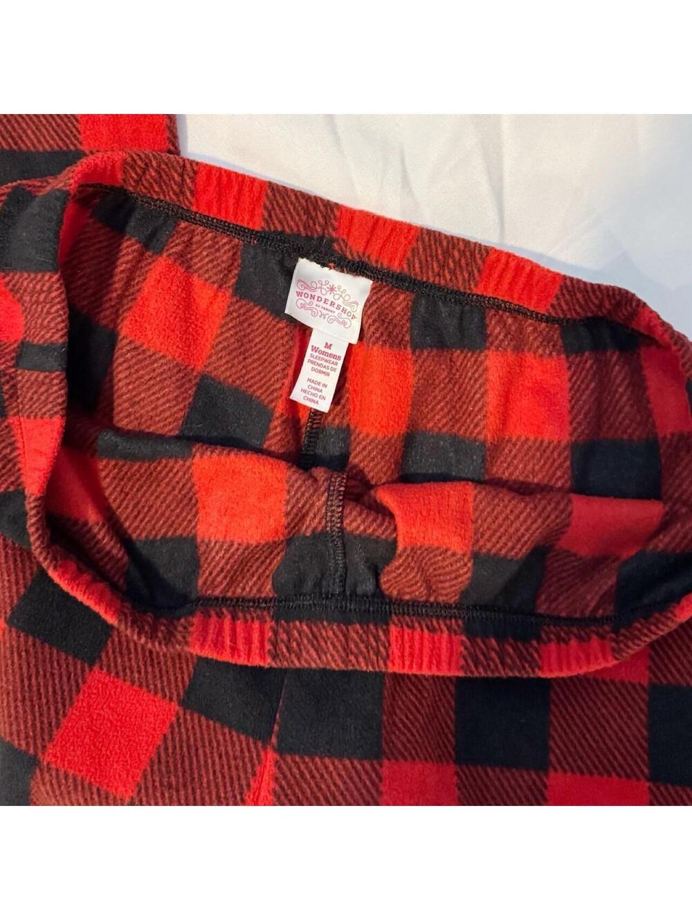 Wondershop Red & Black Buffalo Plaid Fleece Pajama Pants - Picture 2 of 2